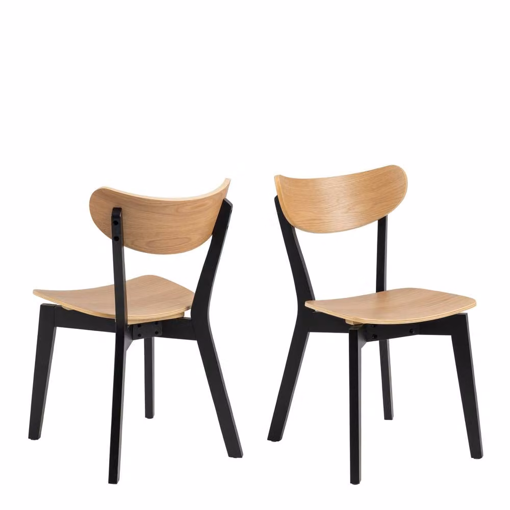 Wyld Haus Saffron Set of 2 Dining Chairs in Natural Oak with Black Lacquer Frame – 2
