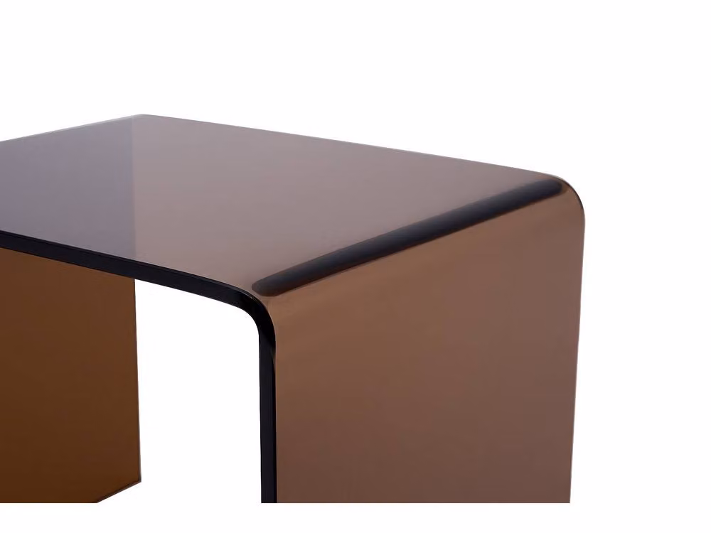 Vente-unique SUZANA Bedside Table in Brown Transparent Curved Tempered Glass, W/D/H: 40 x 40 x 60 cm – 4