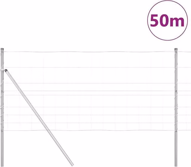 Berkfield Home Modern Field Fence, Galvanised Steel, Silver/Grey, 1 x 50 m – 1