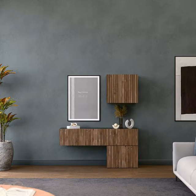 Decorotika Parma Modern Wall Mounted Entertainment Center in Black