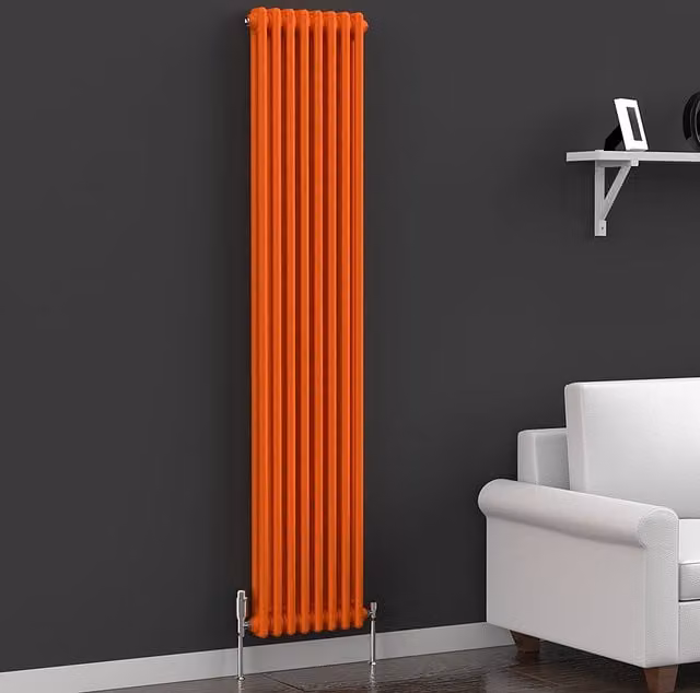 Lux Heat Vertical Coloured Column Radiator in Sunburst Orange, H 180 cm x W 38 cm