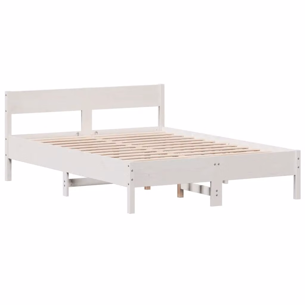 Berkfield Home King Size Solid Wood Pine Bed Frame, White, W/D/H: 150 x 200 cm – 2