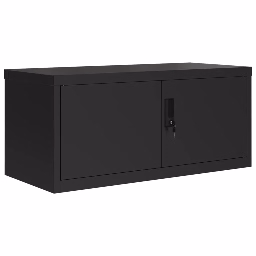 Berkfield Home Black Steel File Cabinet with Hinged Doors and Adjustable Shelves, W/D/H: 90 x 40 x 110 cm