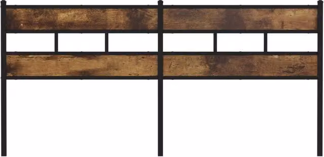 Berkfield Home Industrial Headboard in Smoked Oak and Black Metal, W: 187 cm, H: 91.5 cm