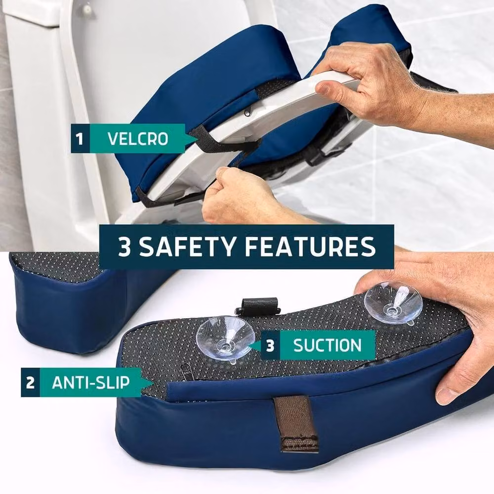 KORVIXA Universal Raised Toilet Seat Aid in Blue, W: 52 cm, D: 52 cm, H: 5.08 cm – 3