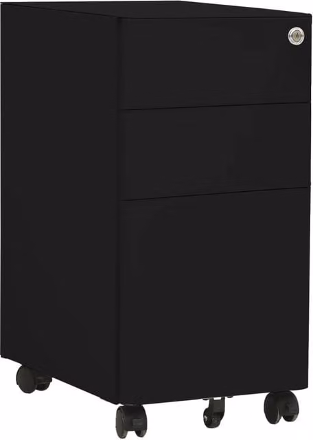 Berkfield Home Mobile File Cabinet in Black Metal with Lock and Castors, W/D/H: 30 x 45 x 59 cm – 1
