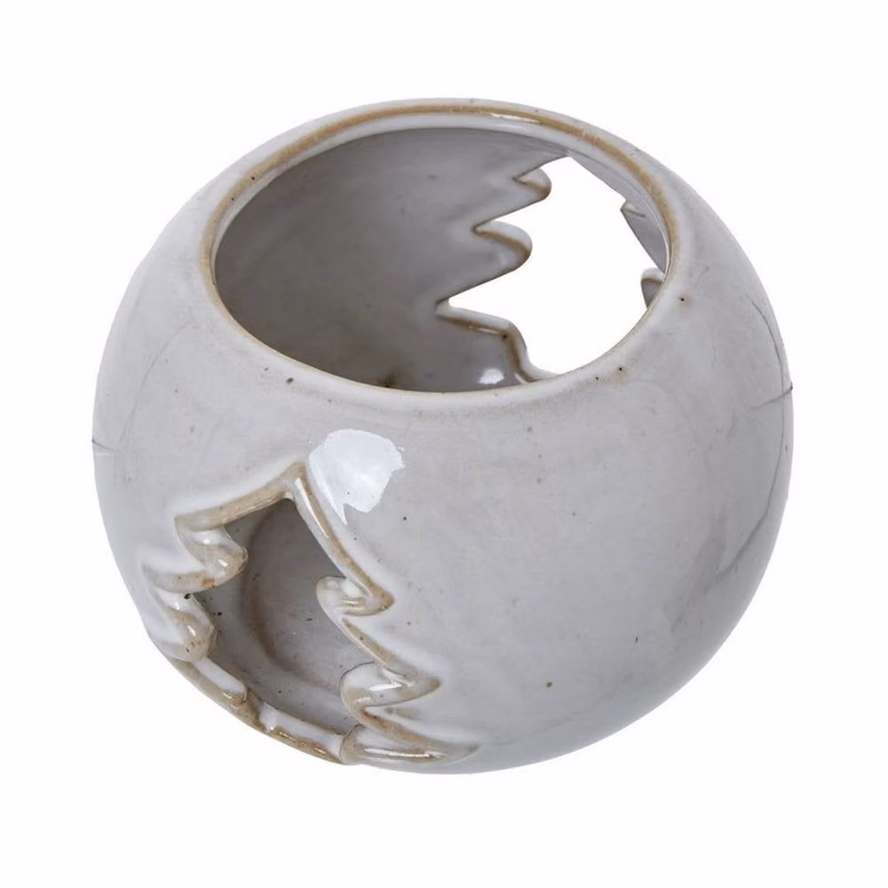 Lemon Pavilion Furniture and Decor White Ceramic Tree Cut-Out Round Tealight Holder, W: 9 cm, D: 9 cm, H: 6 cm – 2