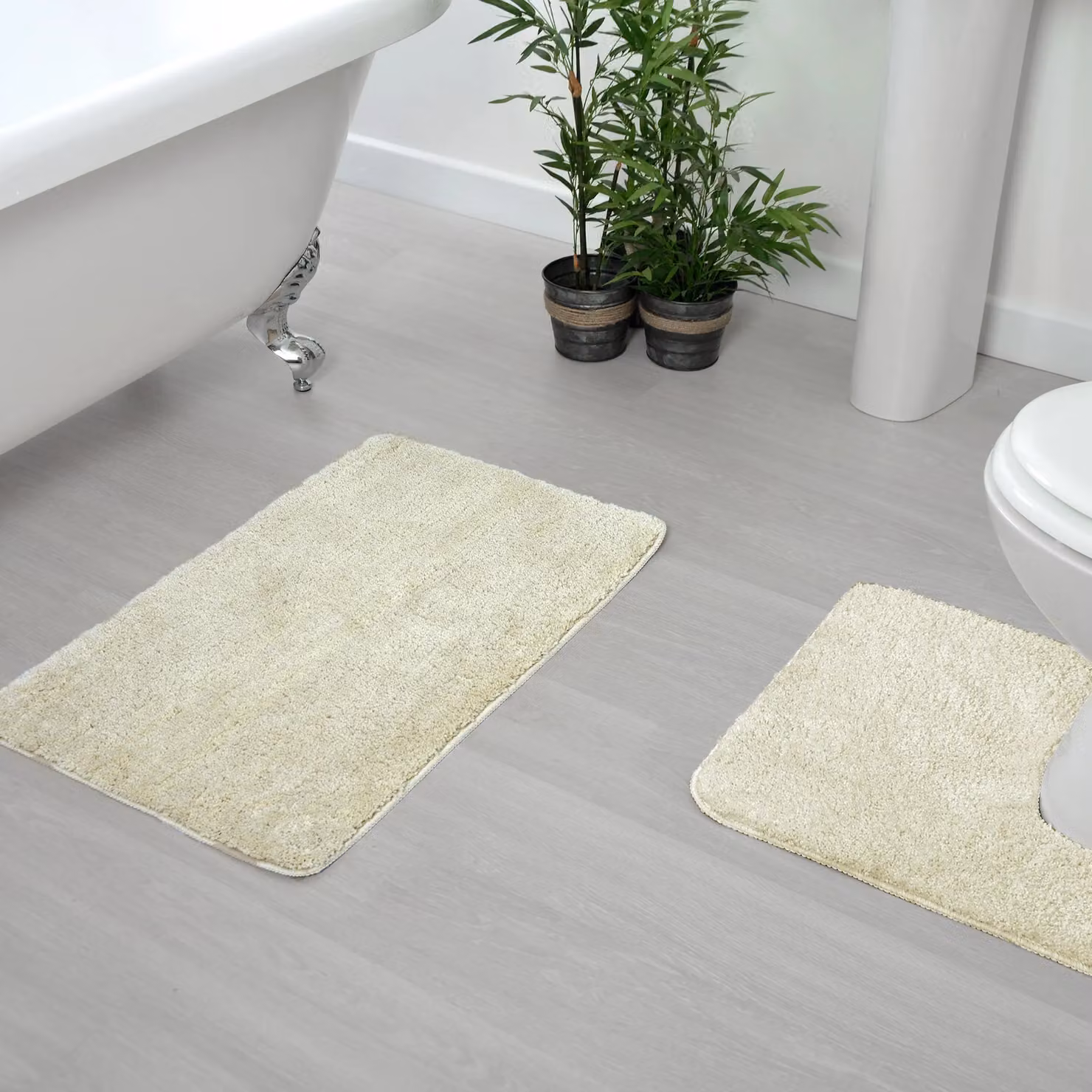 Allure Bath Fashions Luxury Microfibre Non-Slip Bath Mat, Beige, W: 80 cm, D: 50 cm, H: 2 cm – 3
