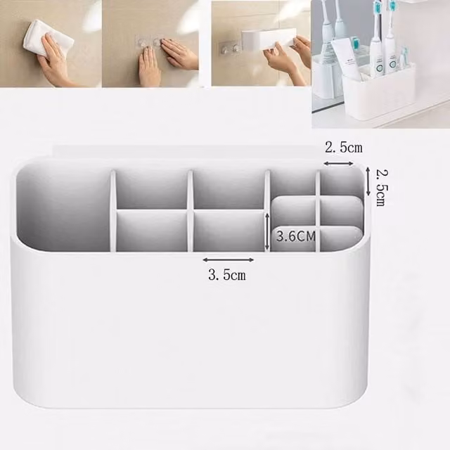 FLAVORA Wall Mounted White Plastic Bathroom Toothbrush Holder with Drainage and Ventilation, Width: 180 cm, Height: 180 cm – 1