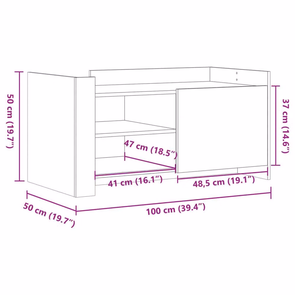 Berkfield Home Modern Brown Oak Coffee Table, W/D/H: 100 x 50 x 50 cm – 4
