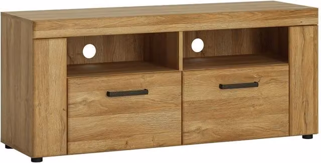 Furniture To Go Cortina 2-Drawer TV Cabinet in Oak Brown, W/D/H: 127.59 x 40.5 x 55.79 cm