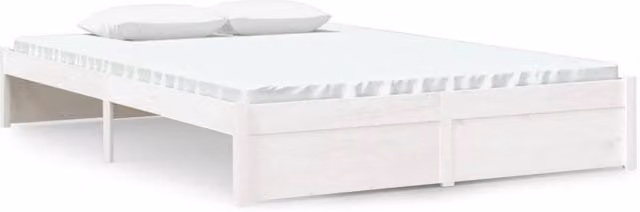 Berkfield Home White Solid Pine Wood Bed Frame W/D/H: 140 x 190 cm