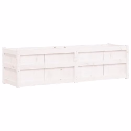 vidaXL Rustic White Garden Planter made of Solid Pine Wood W/D/H: 180 x 50 x 50 cm