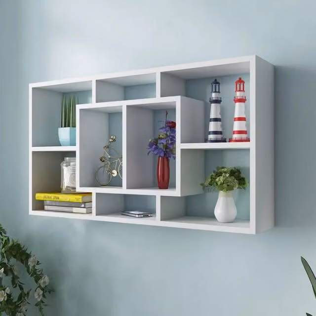 Berkfield Home White Wall Mounted Cube Display Shelf with 8 Compartments