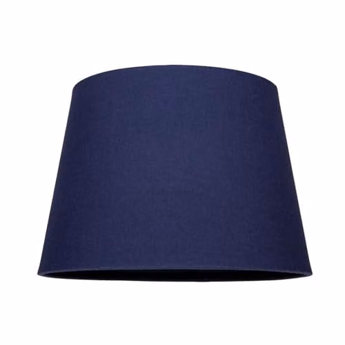 Happy Homewares Classic Blue and White Linen Fabric Drum Lampshade for Table or Pendant Lamps, Diameter: 20 cm