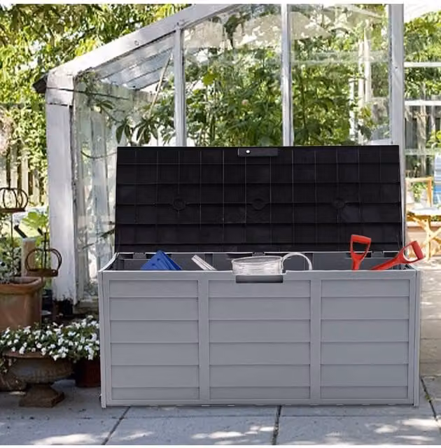Living and Home 290L Plastic Large Outdoor Garden Storage Box with Wheels in Black – 1