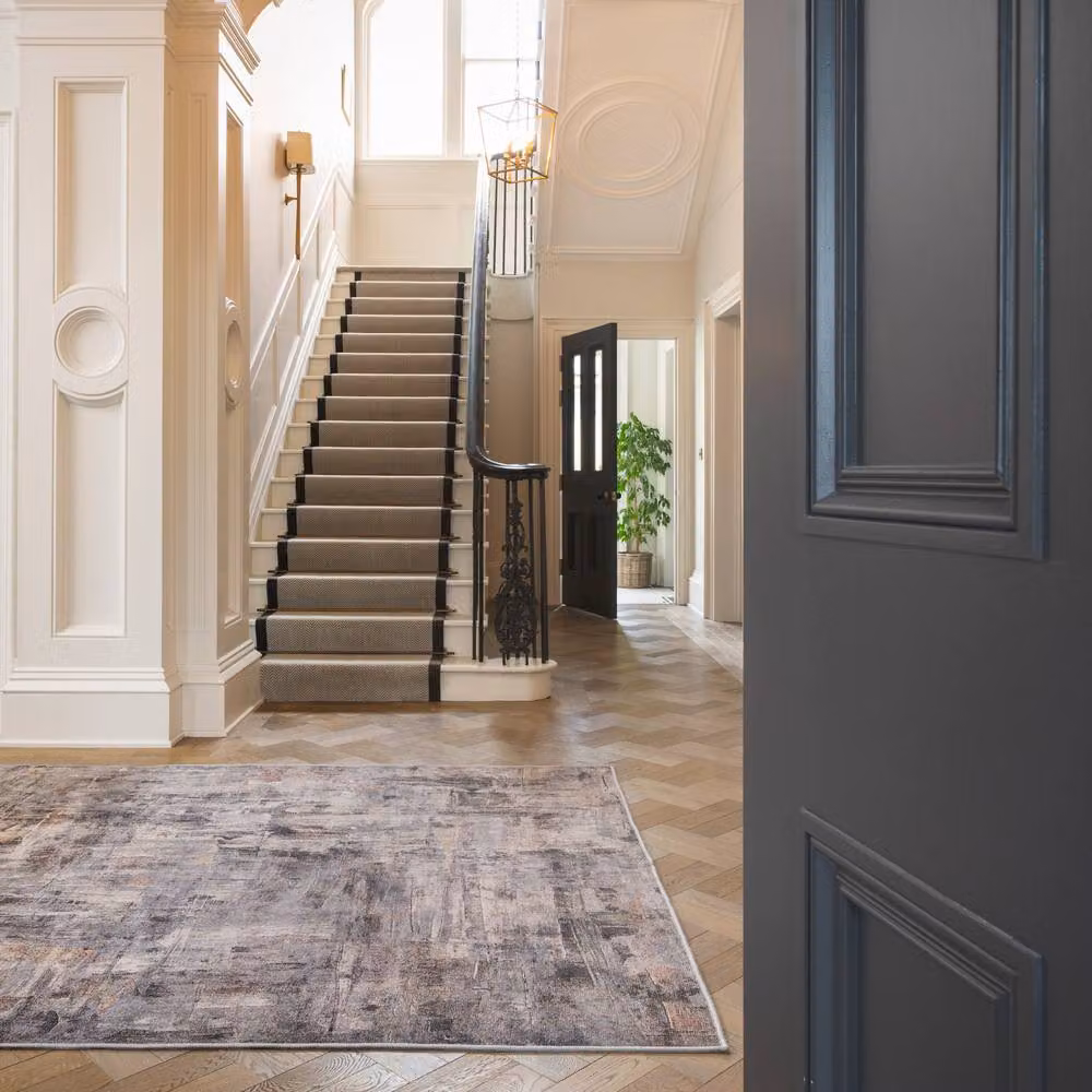 Kukoon Abstract Design Cotton Chenille Rug in Grey and Gold, W: 200 cm, D: 290 cm – 4