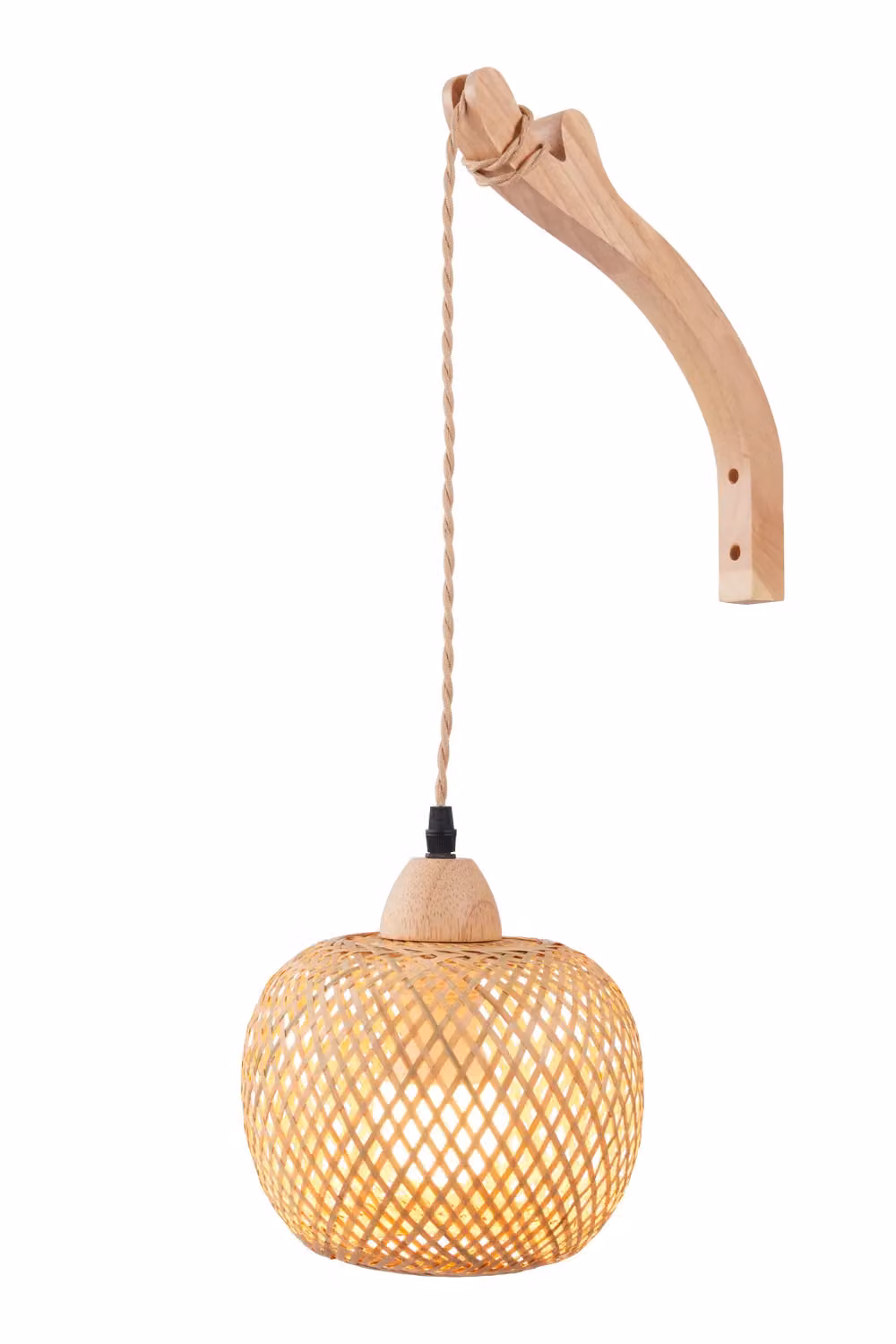 Living and Home Bamboo E27 Wall Light Lantern in Beige – 3