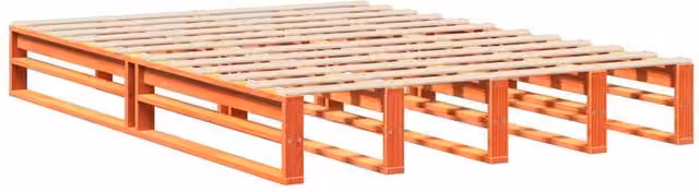 Berkfield Home Modern Solid Wood Pine Bed Frame in Waxed Brown, W/D/H: 140 x 190 cm – 1