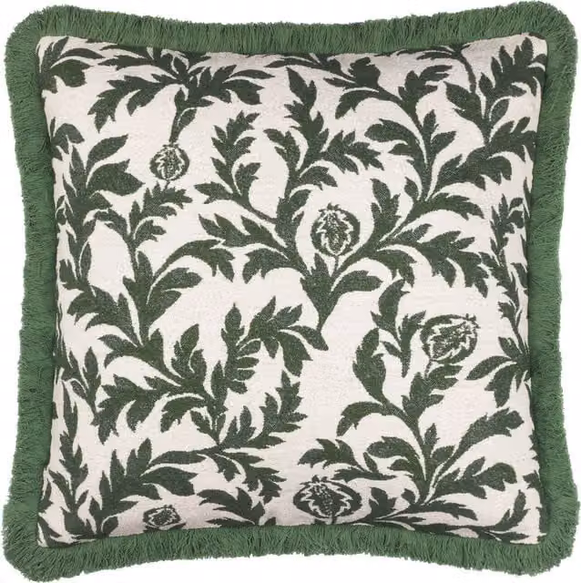 Make It A Home Hedera Floral Jacquard Square Cushion Cover in Green