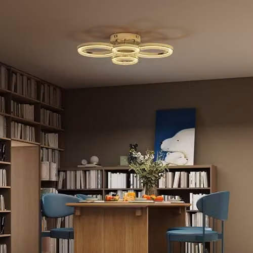 HOMCOM Modern Dimmable LED Ceiling Light with 4 Rings in Gold Tone, 40W, 4350lm, for Living Room and Bedroom – 5
