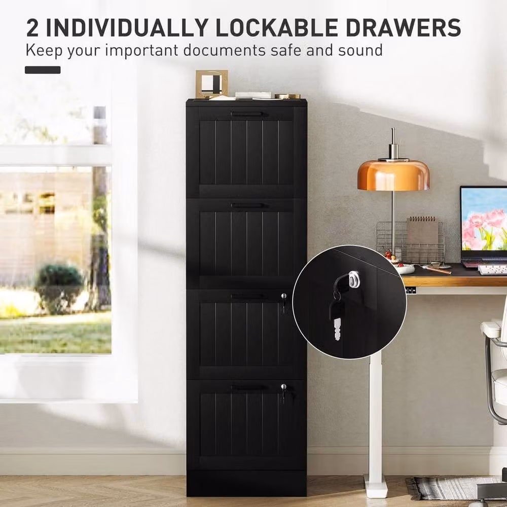 PAWNORA 4 Drawer Lockable File Cabinet in Black – 3