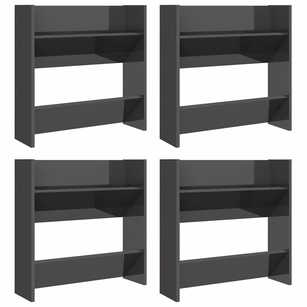 Berkfield Home Set of 4 High Gloss Grey Wall Mounted Shoe Cabinets, W/D/H: 60 x 18 x 60 cm – 3
