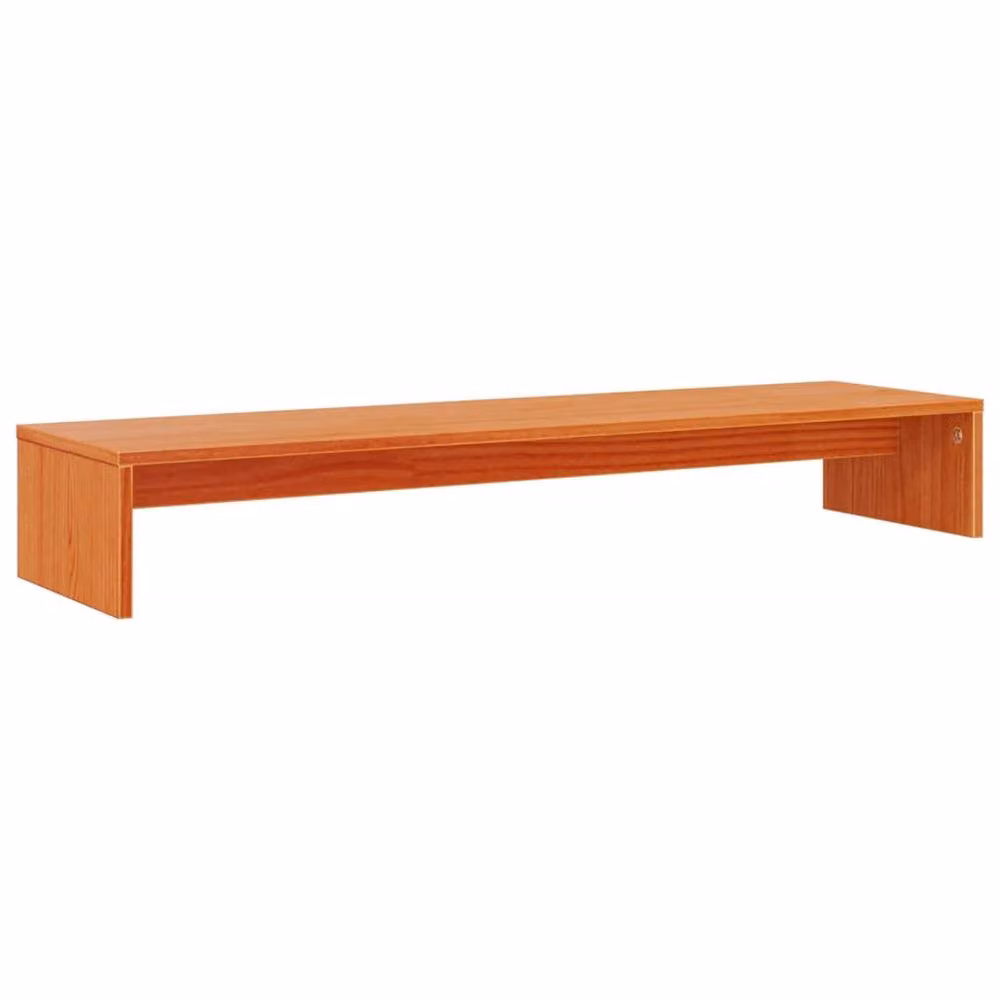 Berkfield Home Wax Brown Solid Wood Pine Monitor Stand W: 100 cm, D: 27 cm, H: 15 cm – 2