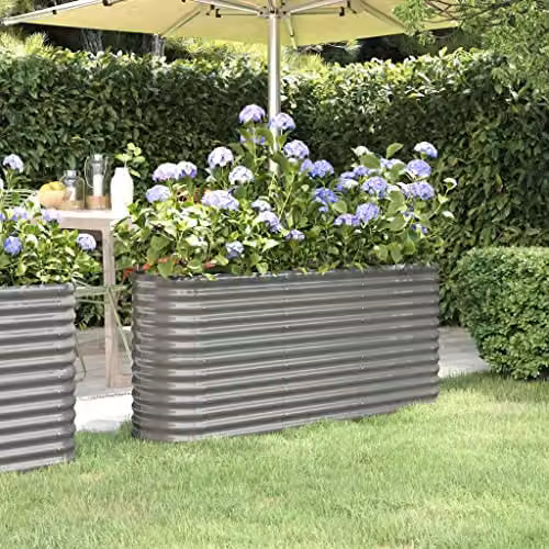 vidaXL Grey Galvanised Steel Garden Raised Bed W: 152 cm, D: 40 cm, H: 68 cm – 2