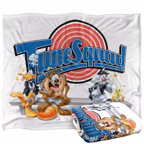 LOGOVISION Space Jam Tune Squad Group Super Soft Silky Touch Fleece Throw Blanket, Multicolour, W: 152 cm x D: 127 cm