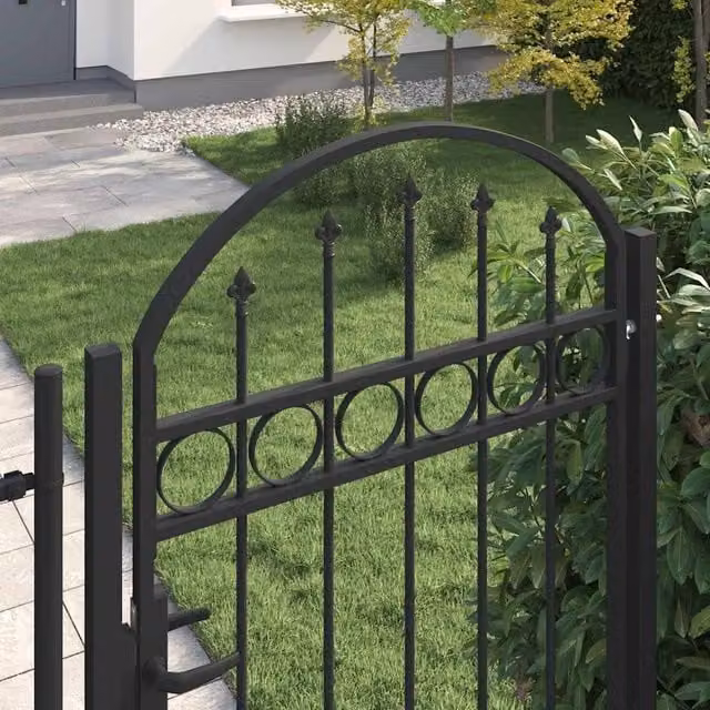 Berkfield Home Arched Top Steel Fence Gate, Black, W: 100 cm, H: 250 cm – 1