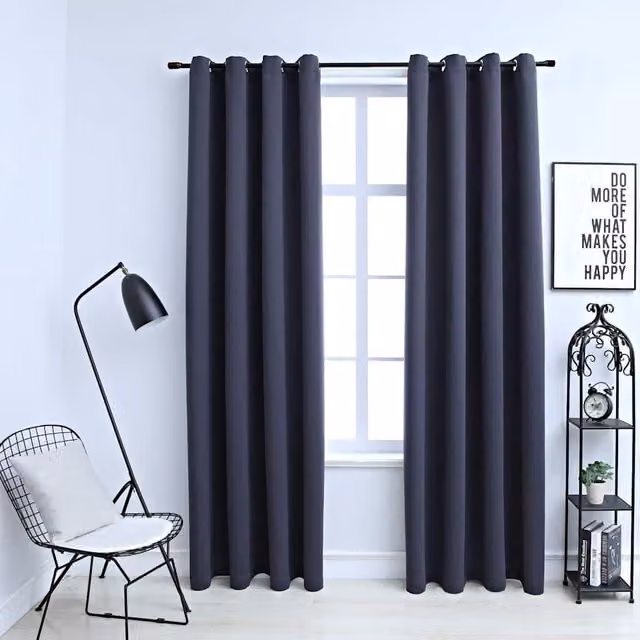 Berkfield Home Blackout Curtains with Eyelets, 2 Pack, Anthracite, W: 140 cm, H: 245 cm – 1