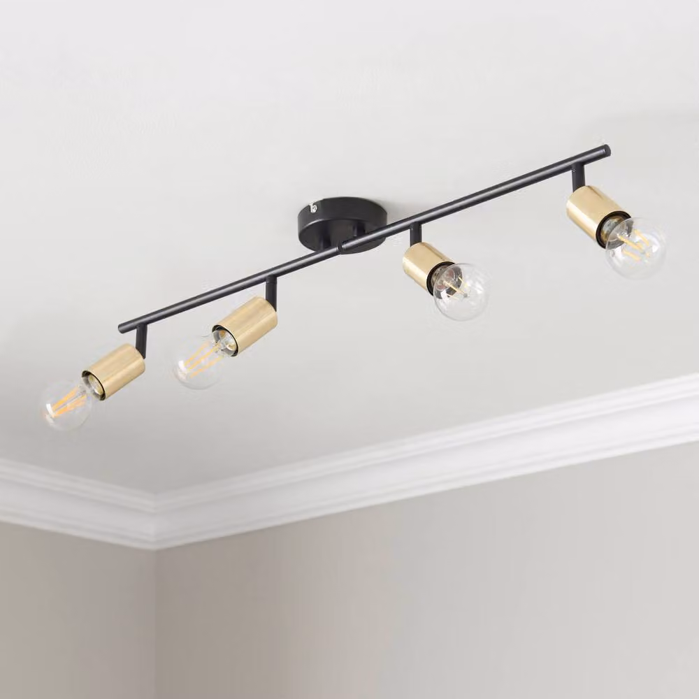 First Choice Lighting Journey 4 Way Adjustable Dimmable Ceiling Spotlight in Matt Black and Gold – 2