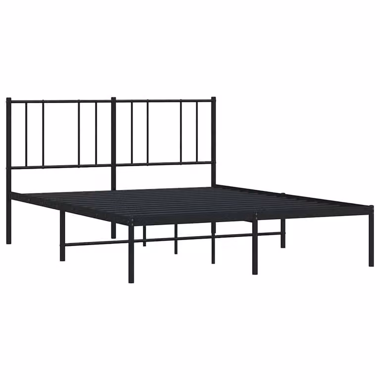 Berkfield Home Metal Bed Frame with Headboard in Black W/D/H: 160 x 200 cm
