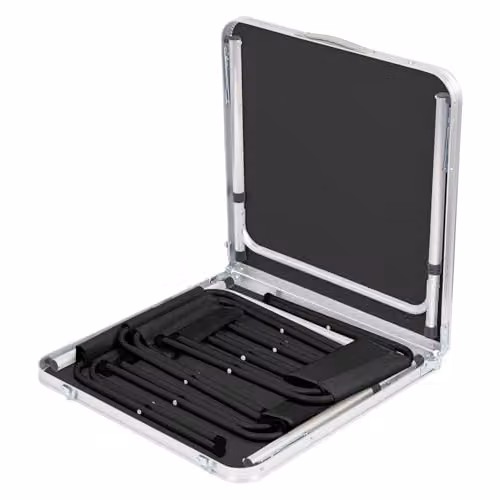 Harbour Housewares 5-Piece Height Adjustable Folding Picnic Table and Chairs Set in Black Powder Coated Aluminium – 3