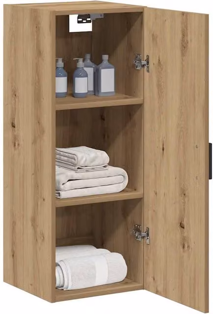 Berkfield Home Artisan Oak Wall Mounted Cabinet in Light Tan, W/D/H: 34.5 x 34.5 x 90 cm