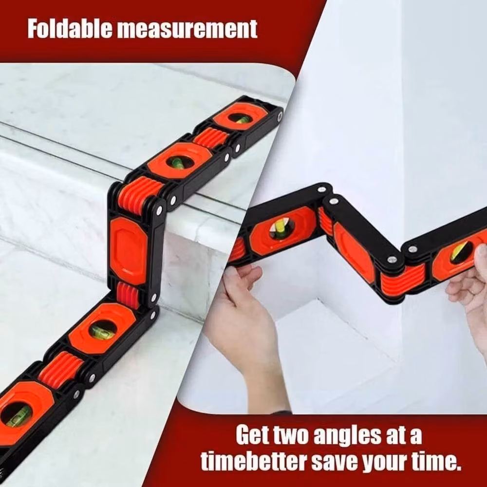 VOGREX Magnetic Level Tool and Foldable Protractor Ruler in Black – 3