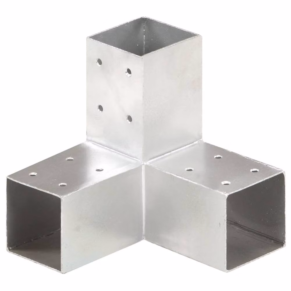 Berkfield Home Y Shape Post Connectors, 4 Pack, Galvanised Metal, Silver, 71 x 71 mm – 2