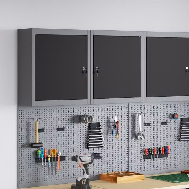 Berkfield Home Wall-Mounted Metal Tool Cabinet in Black and Grey, W/D/H: 50 x 20 x 55 cm – 1