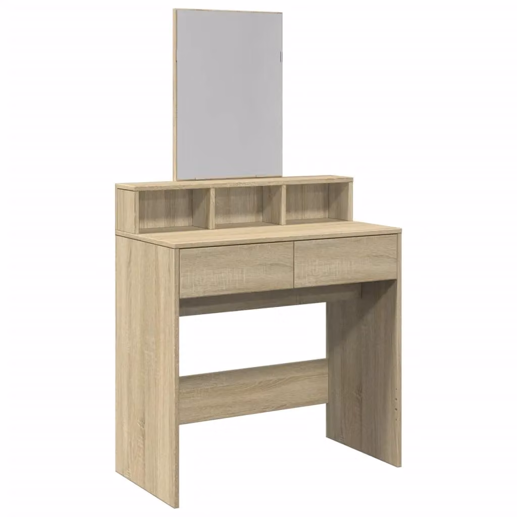 Berkfield Home Sonoma Oak Dressing Table with Mirror in Brown, W/D/H: 80 x 41 x 144.5 cm – 2
