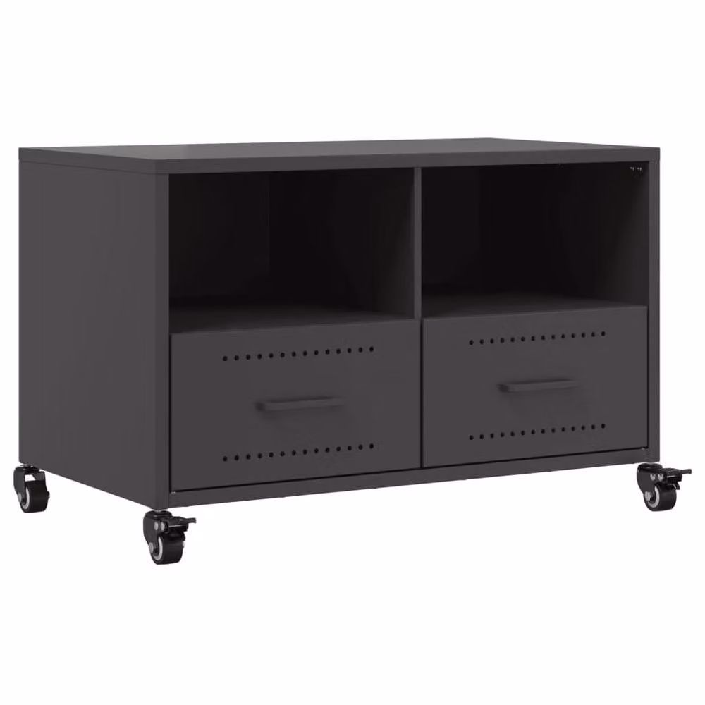Berkfield Home Black Metal TV Cabinet W: 68 cm, D: 39 cm, H: 43.5 cm – 3