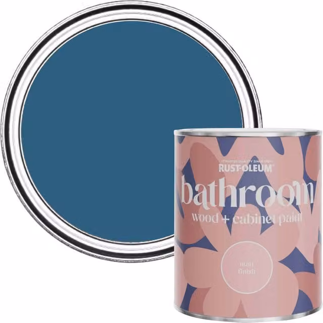 Rust-Oleum Moisture Resistant Bathroom Wood and Cabinet Paint in Matt Finish, Cobalt Blue, 750ml