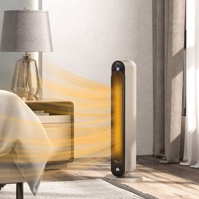 HOMCOM 2200W Ceramic Fan Heater with Remote Control, Timer and Oscillation, Silver