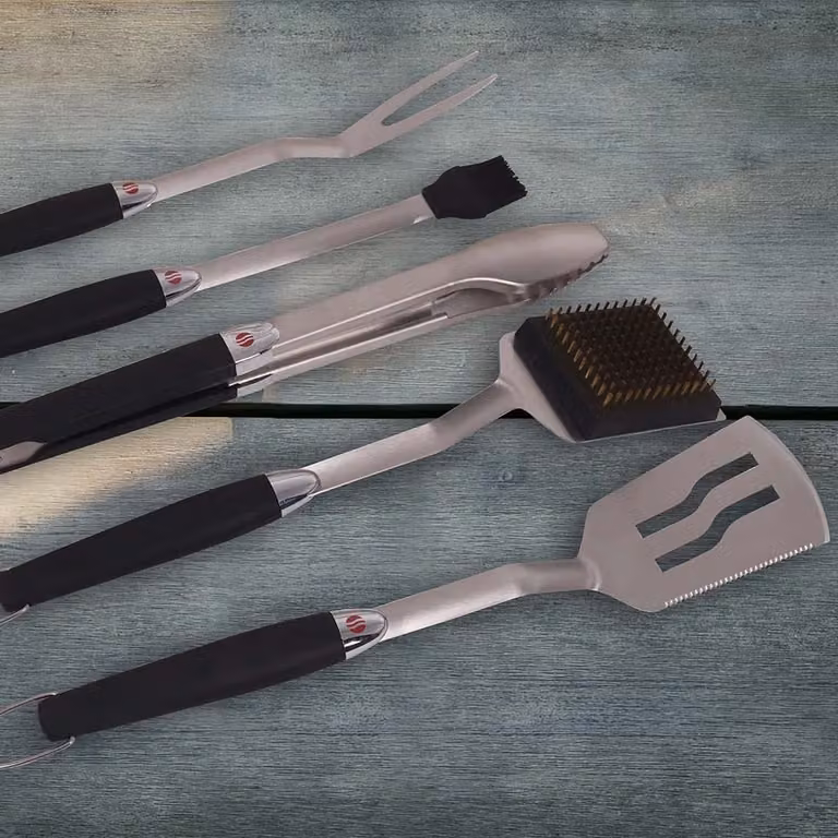 Grillstream 5 Piece Silver Silicon Cooking Tool Set