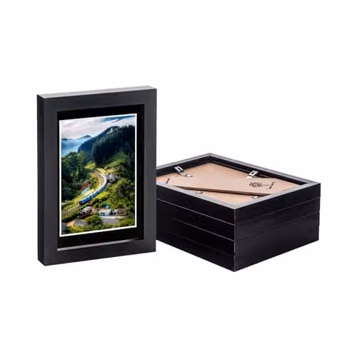 Nicola Spring Pack of 5 Black Rectangular Photo Frames with Glass Aperture for Landscape or Portrait Display