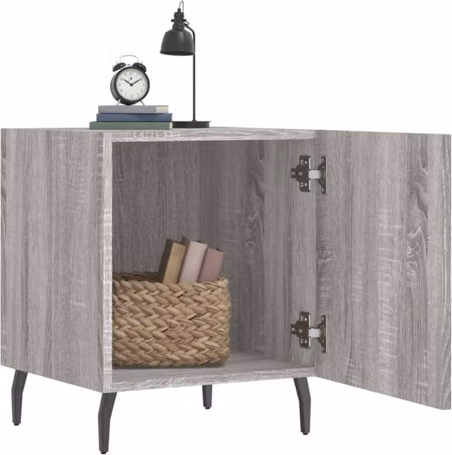 Berkfield Home Modern Bedside Cabinets, 2 Piece Set in Grey Sonoma, W/D/H: 40 x 40 x 50 cm