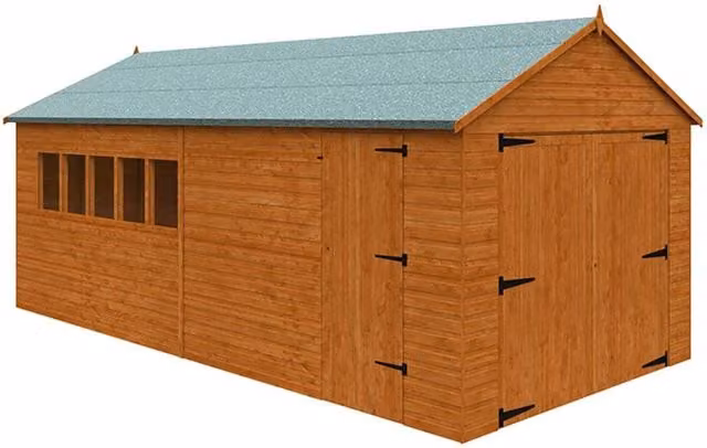 Buttercup Farm Rustic Solid Wood Gable Garage in Burnt Orange – 1