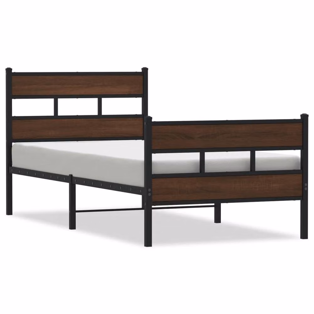 Berkfield Home Elegant Single Bed Frame with Headboard and Footboard, Brown, W/D/H: 90 x 190 x 91.5 cm – 3