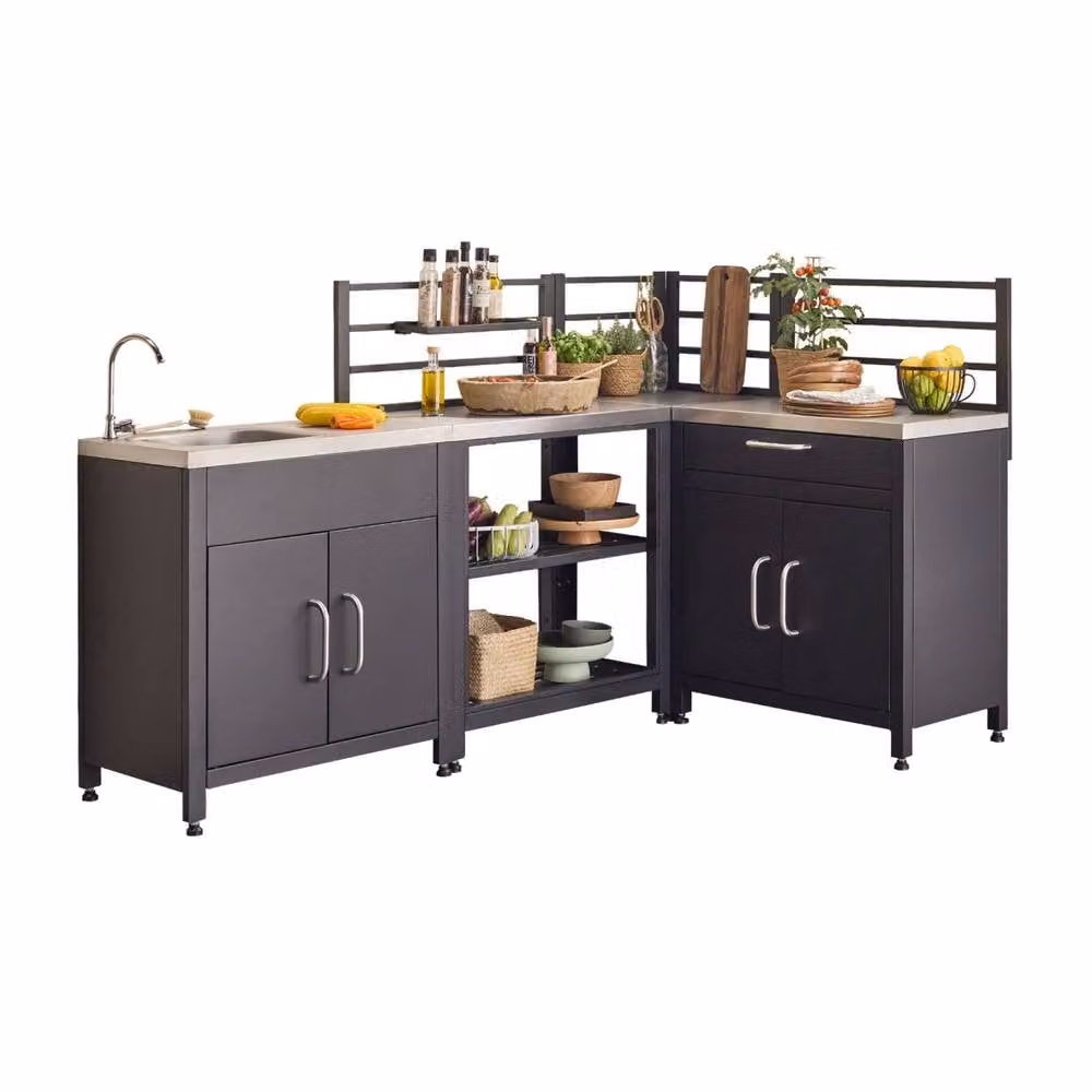 Sweek 4-Module Stainless Steel Outdoor Kitchen in Black, W/D/H: 114.0 x 52.5 x 80.0 cm – 2