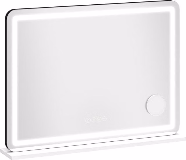 HOMCOM White LED Vanity Mirror with Dimmable RGB Lights and Bluetooth Speaker – 1